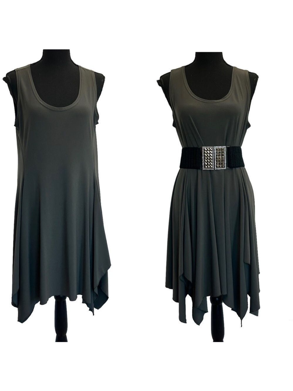 Sympli khaki green asymmetrical sleeveless dress Sz 10